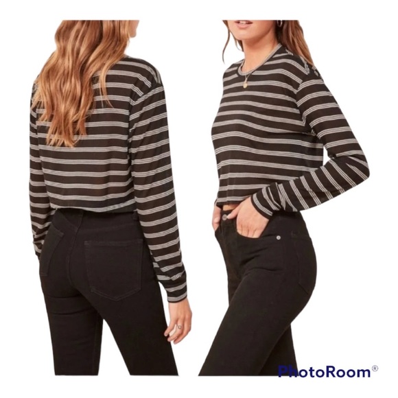 Reformation Jeans Chloe Striped Cropped Top. Size: XS - Picture 4 of 11